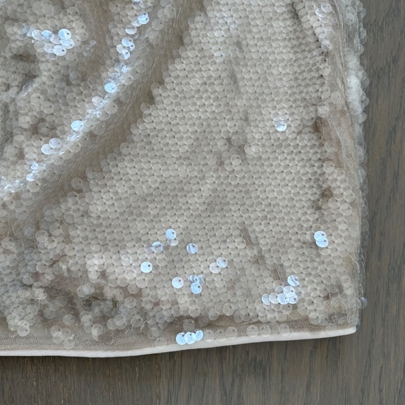 Staud Eton Mini Dress Moon Tan Sequin Embellished - Size Large - Picture 6 of 14